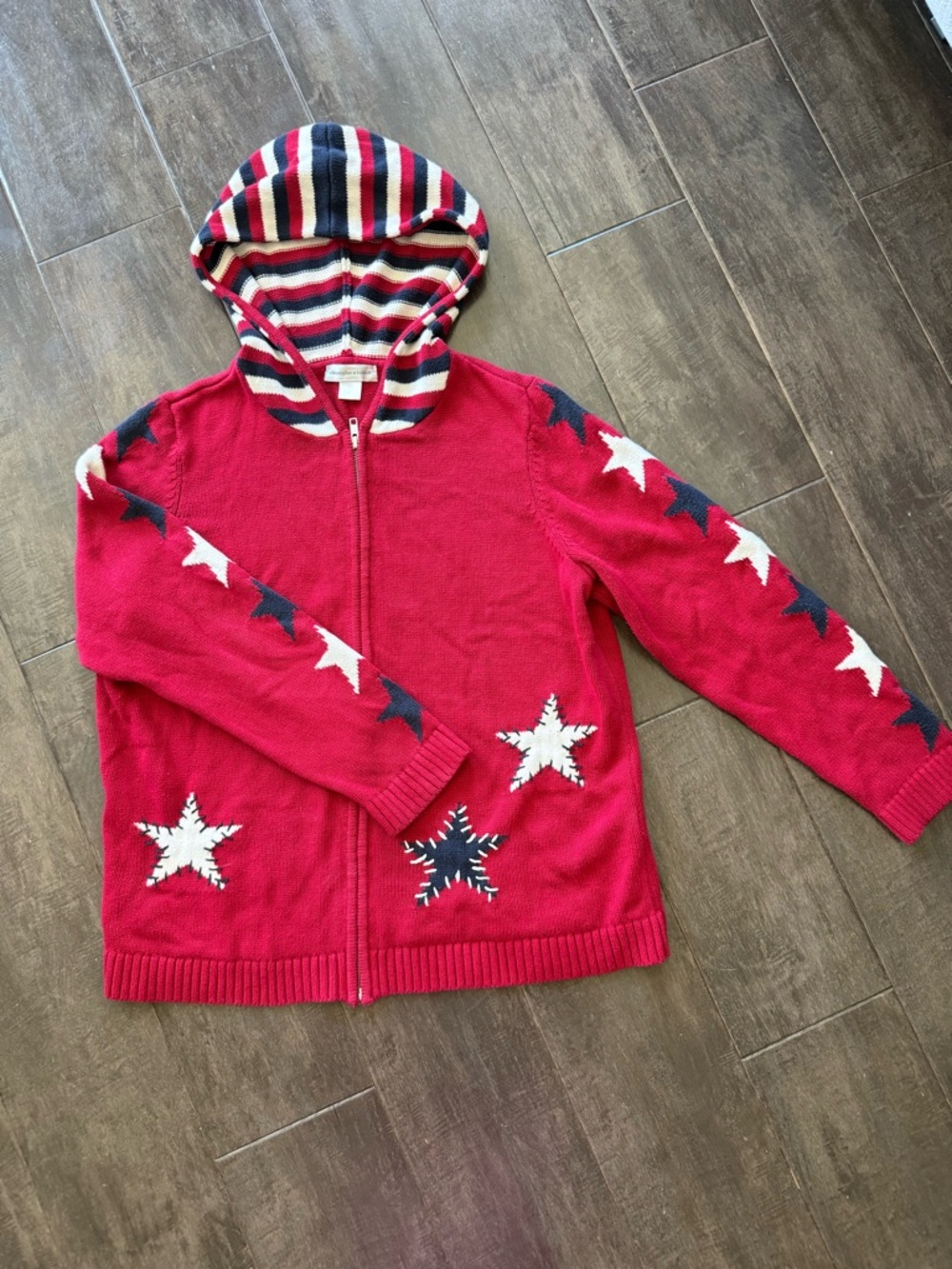 Christopher & Banks Patriotic Full Zip Hoodie 100% Cotton Size L